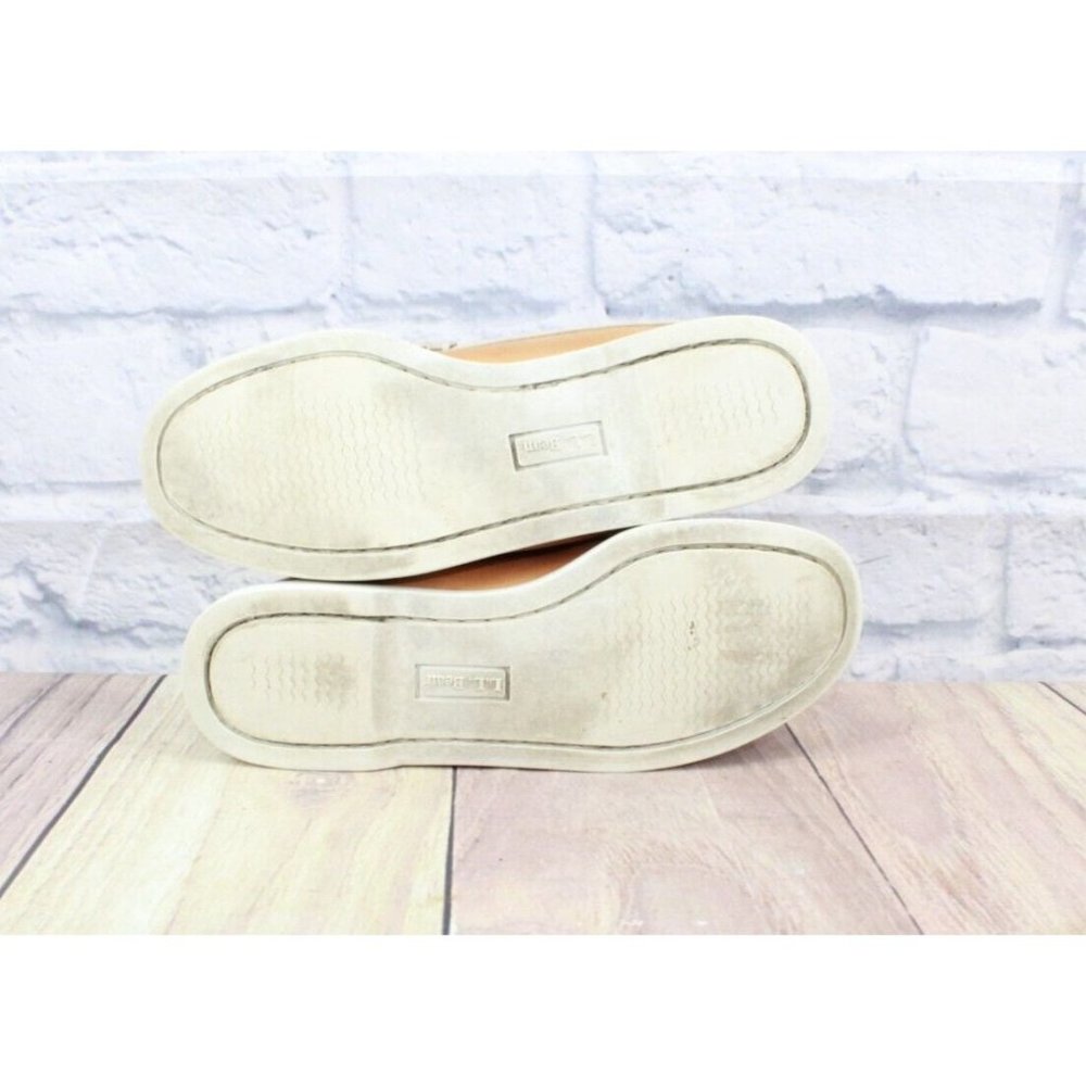 LL Bean Tan Leather Mule Flat Slide Moc Toe Open Back Loafer Size 6 M - Picture 9 of 9